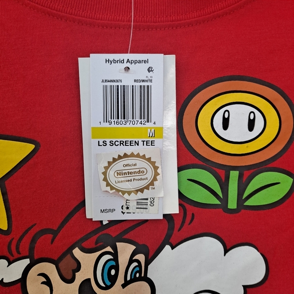 Love Tribe Nintendo Super Mario Kart Long Sleeve Red Cropped Tee Top szM - Picture 6 of 6